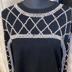 COPY - Black Cashmere Pearl Beaded Sweater